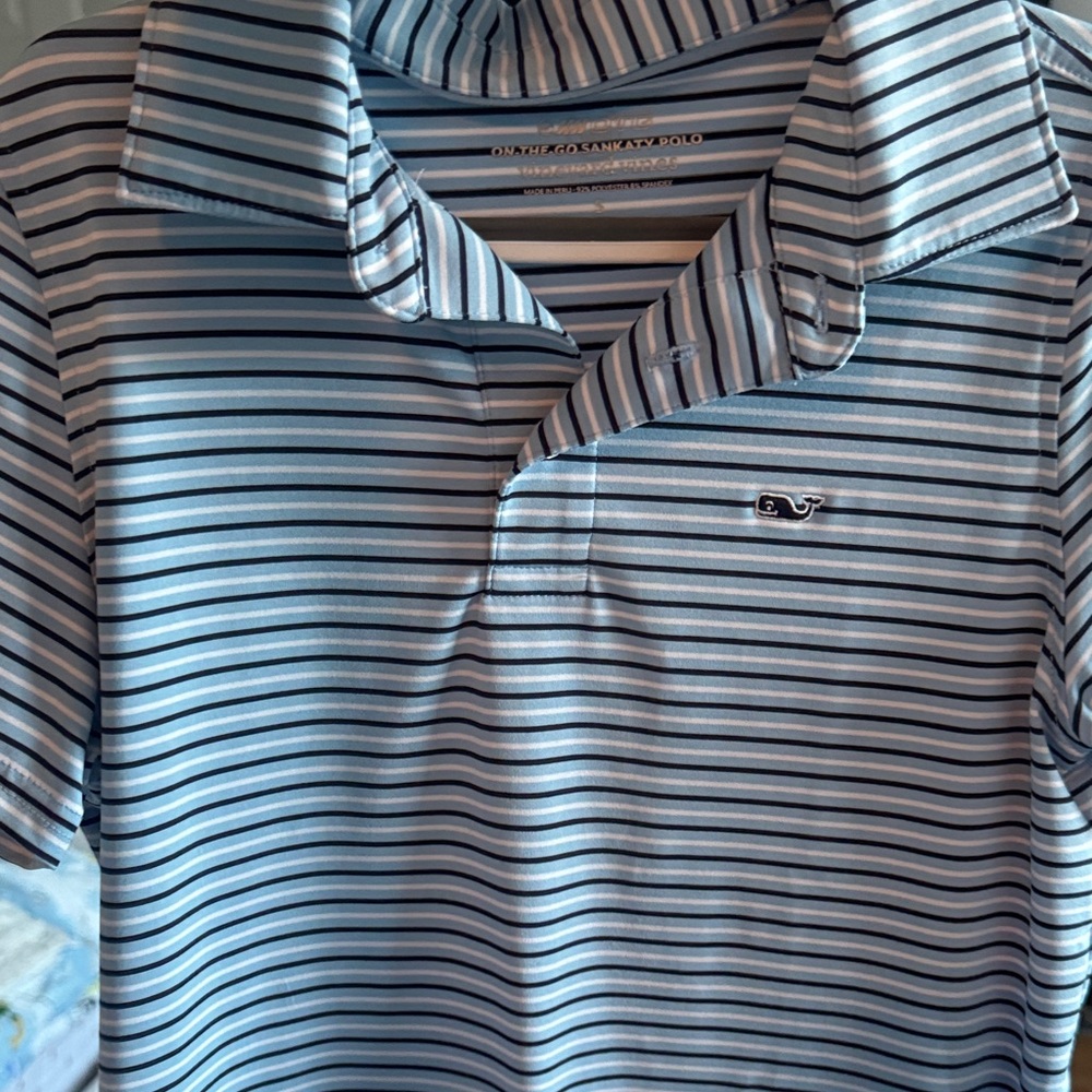 Vineyard Vines Blue and White Striped Polo